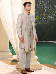 Ivory Embroidered Sherwani Set for Men