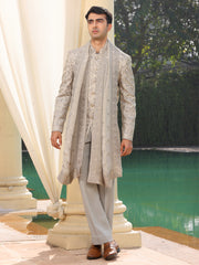 Ivory Embroidered Sherwani Set for Men