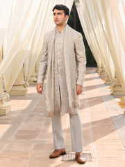 Ivory Embroidered Sherwani Set for Men
