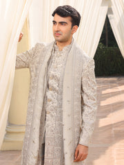 Ivory Embroidered Sherwani Set for Men