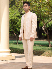 Champagne Embroidered Achkan Set