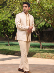 Champagne Embroidered Achkan Set