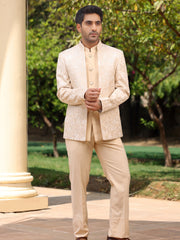 Champagne Embroidered Achkan Set