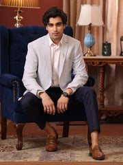 Textured Light Blue Formal Jacket for Men – Smart Casual & Semi-Formal Wear