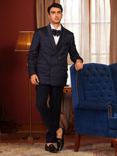 Classic Navy Double-Breasted Dinner Suit with Satin Lapels
