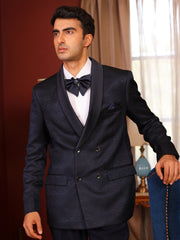 Classic Navy Double-Breasted Dinner Suit with Satin Lapels