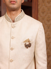 Classic Beige Indo-Western Sherwani Set