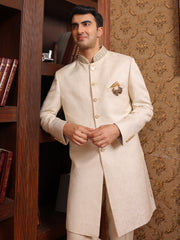 Classic Beige Indo-Western Sherwani Set