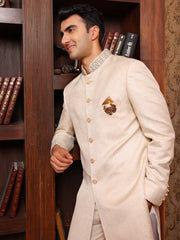 Classic Beige Indo-Western Sherwani Set