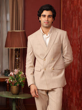 Beige Striped Tuxedo Suit