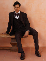 Men’s Maroon Self Designed Shawl Collar Suit Set