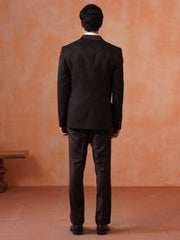 Men’s Maroon Self Designed Shawl Collar Suit Set