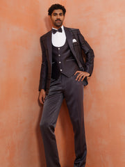 Men’s Grey Shawl Collar Suit Set