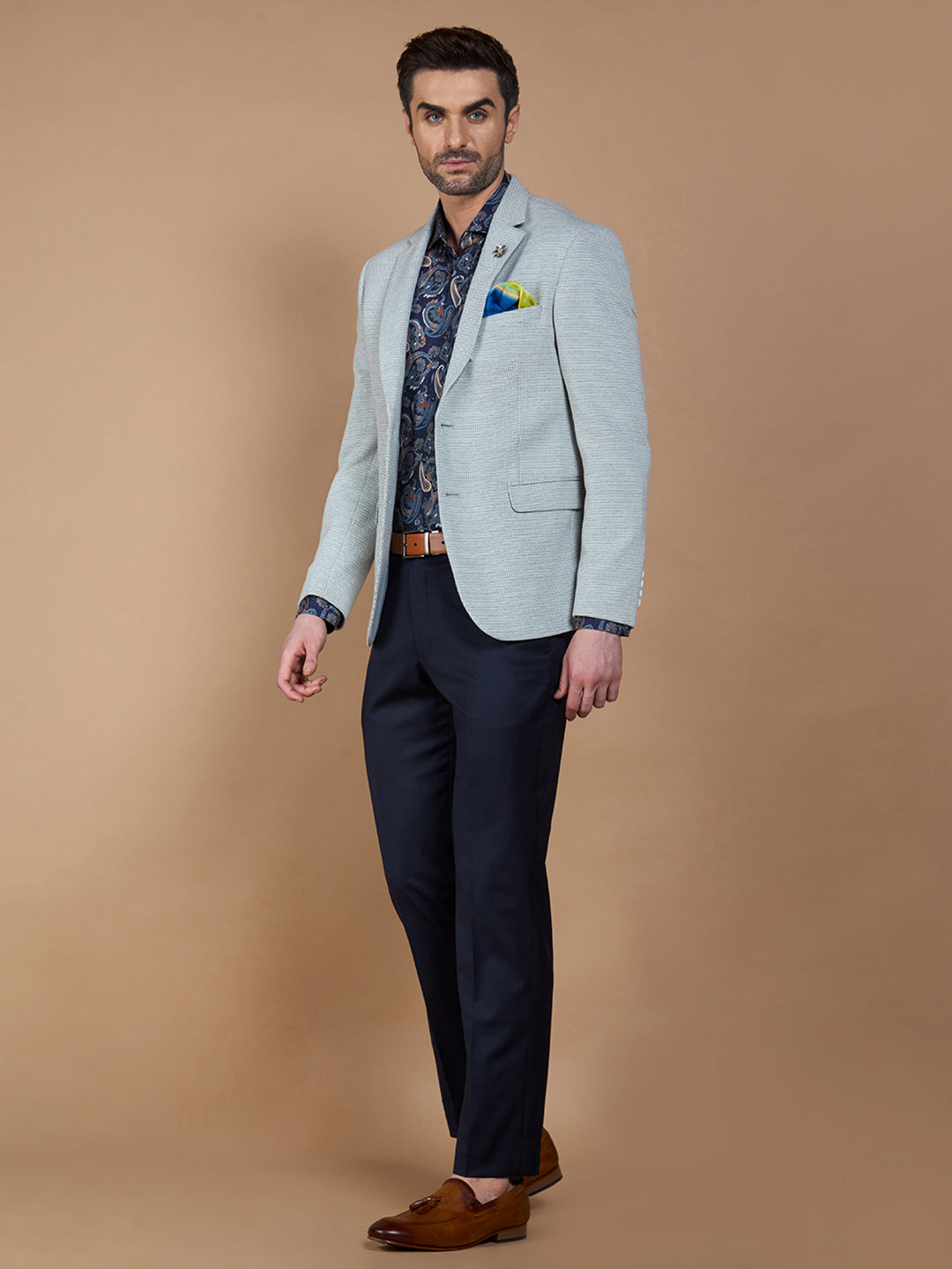 Full Sleeve Textured Grey Jacket