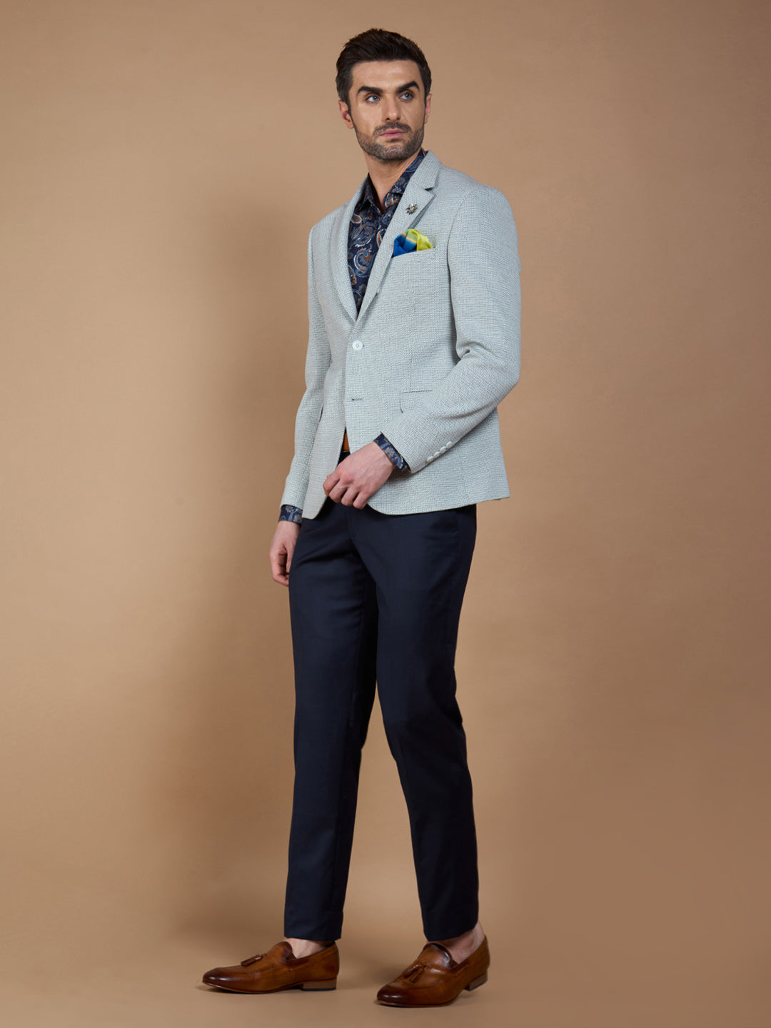 Full Sleeve Textured Grey Jacket