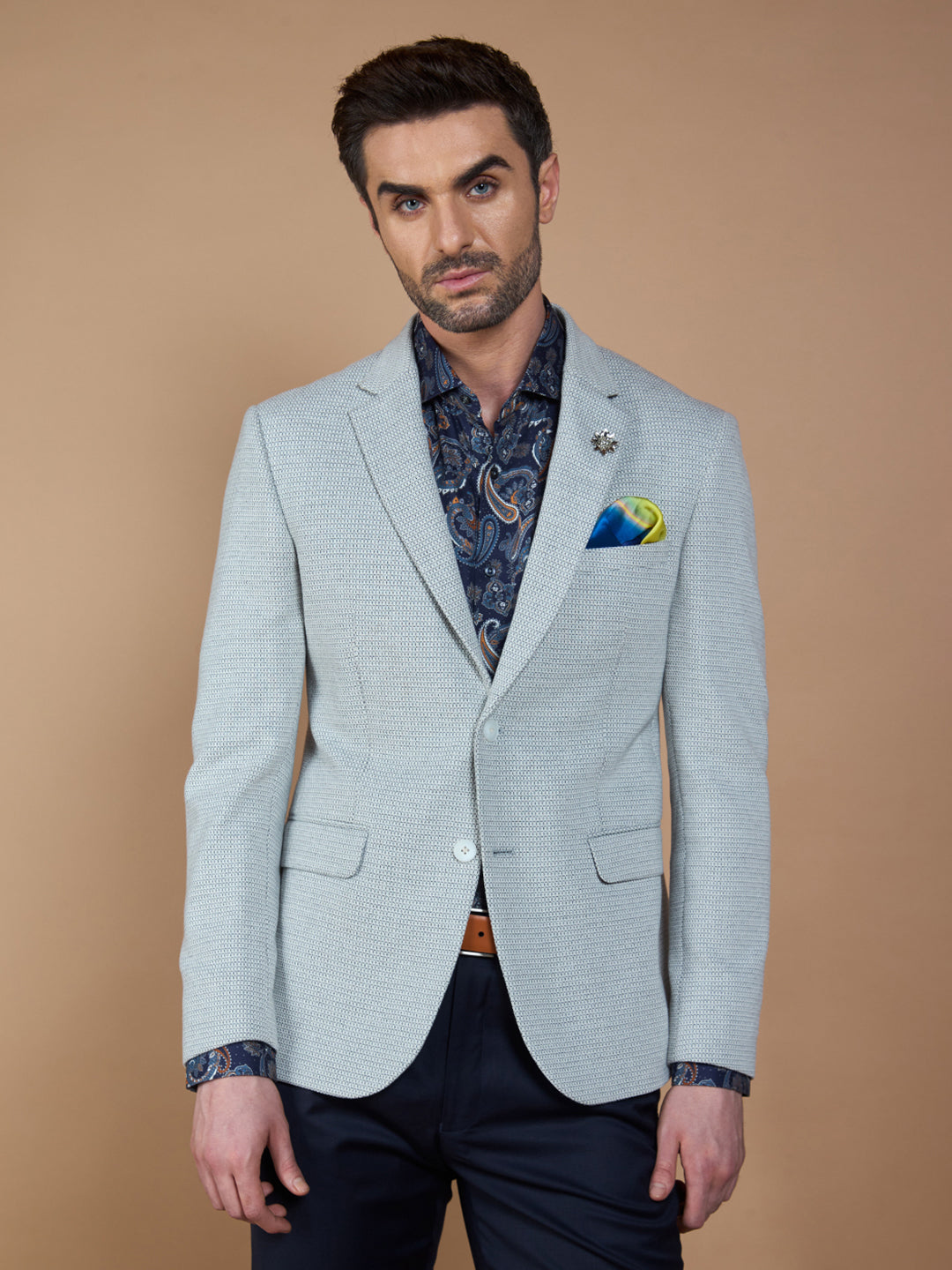 Full Sleeve Textured Grey Jacket