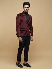 Men’s Maroon Notch Collar Jacket
