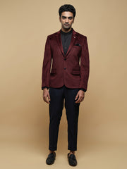 Men’s Maroon Notch Collar Jacket