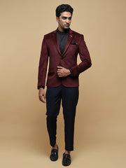 Men’s Maroon Notch Collar Jacket