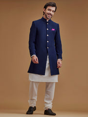 Solid Blue Achkan