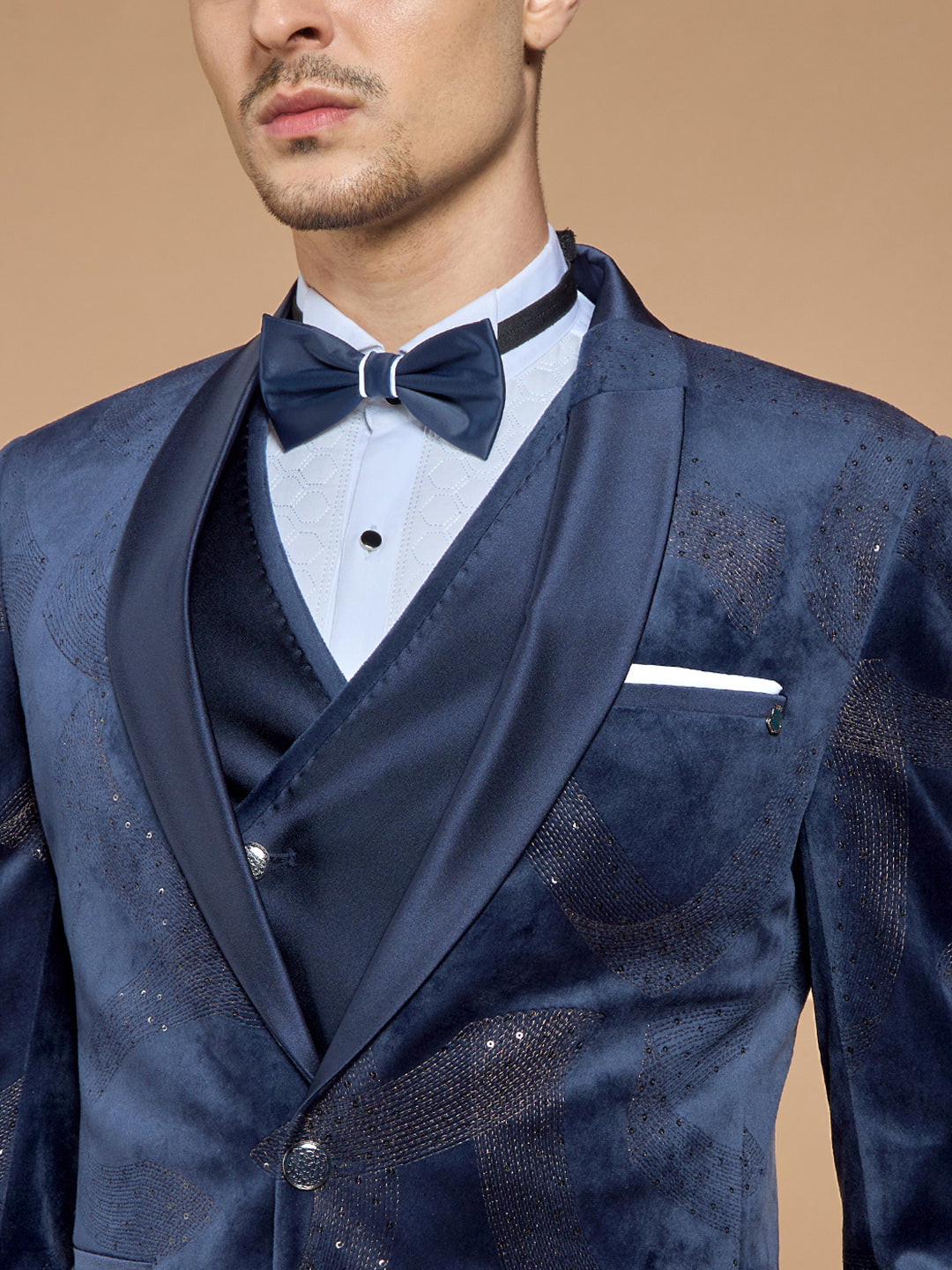 Blue Printed Casual Wear Suit