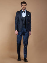 Blue Textured Casual Wear Suit