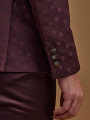 Floral Wine Single Breasted Suit