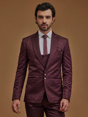Floral Wine Single Breasted Suit