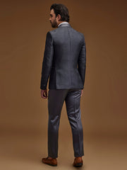 Grey Floral Single Breasted Suit