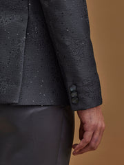 Grey Floral Single Breasted Suit