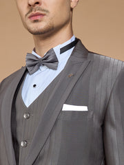 Grey Striped Tuxedo with Peak Collar