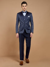 Men's Navy Blue Printed Tuxedo