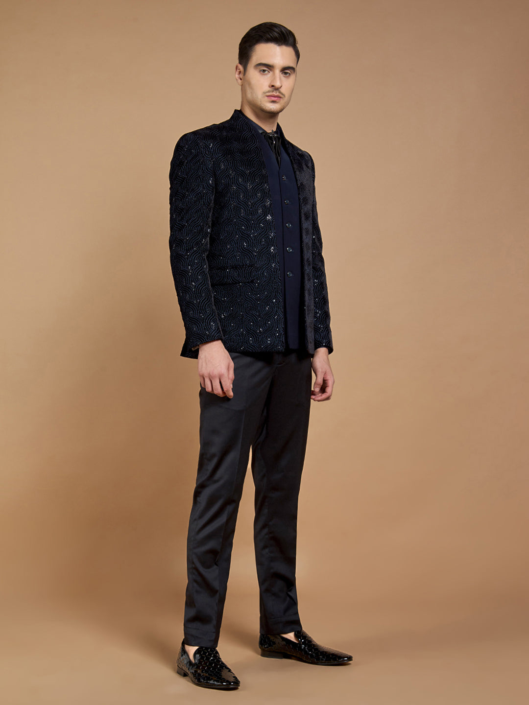 Navy Blue embroidered Party Wear Suit
