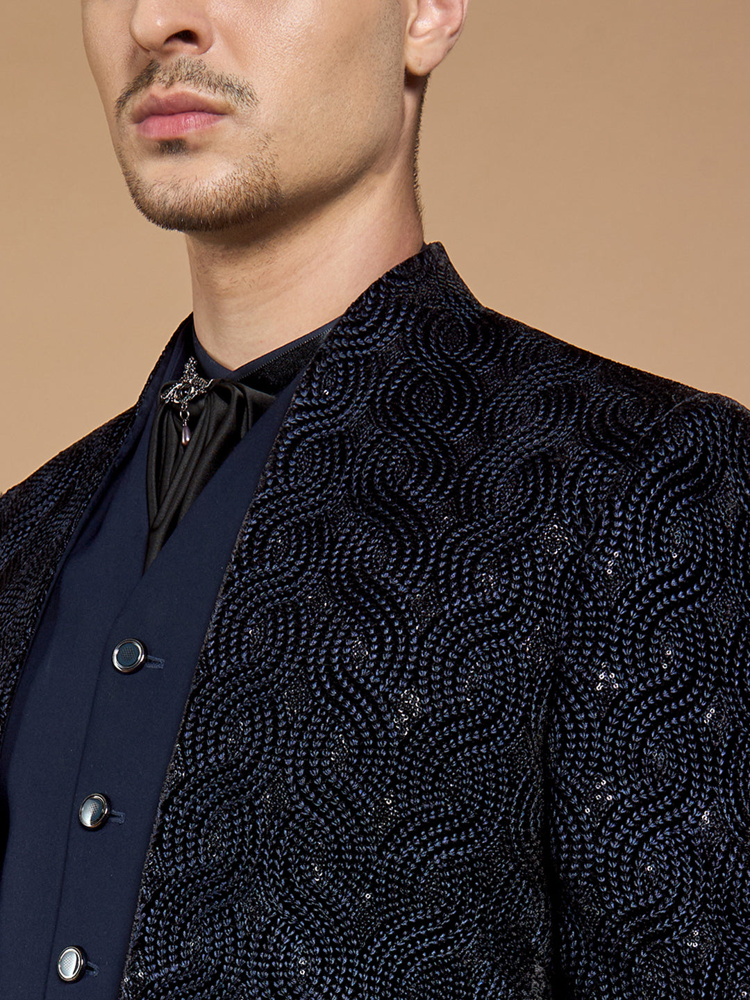 Navy Blue embroidered Party Wear Suit