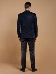 Navy Blue embroidered Party Wear Suit