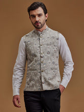Floral Printed Grey Bundi