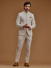 Cream Textured Indo Western Bandhgala