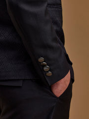 Black Textured Indo Western Bandhgala