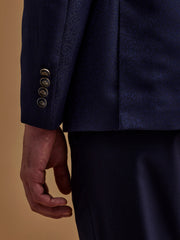 Navy Blue Paisley Printed Indo Western Bandhgala