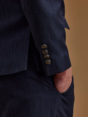 Dark Blue Textured Indo Western Bandhgala