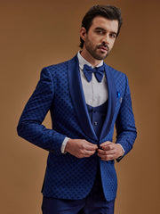 Royal Blue Printed Five Piece Suit
