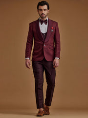 Maroon Printed Five Piece Suit