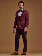 Maroon Printed Five Piece Suit