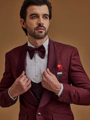 Maroon Printed Five Piece Suit
