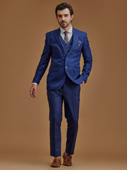 Single Breasted Paisley Blue Five Piece Suit