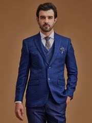 Single Breasted Paisley Blue Five Piece Suit
