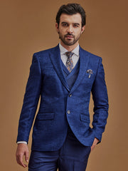 Single Breasted Paisley Blue Five Piece Suit