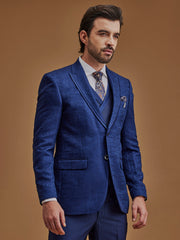 Single Breasted Paisley Blue Five Piece Suit