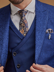 Single Breasted Paisley Blue Five Piece Suit