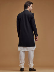 Textured Black Achkan